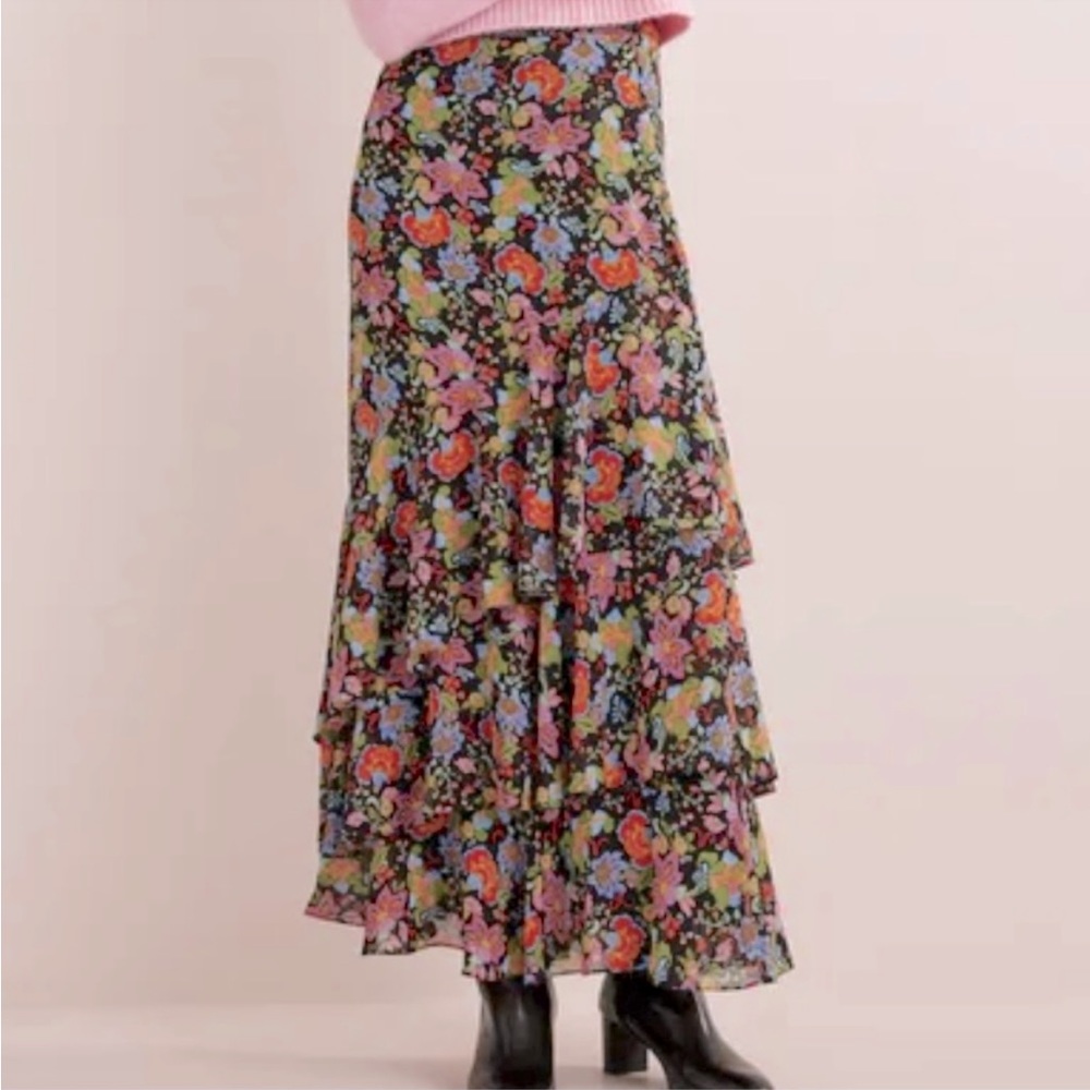 NWT BODEN Multi Ruffle Maxi Floral Skirt 6
